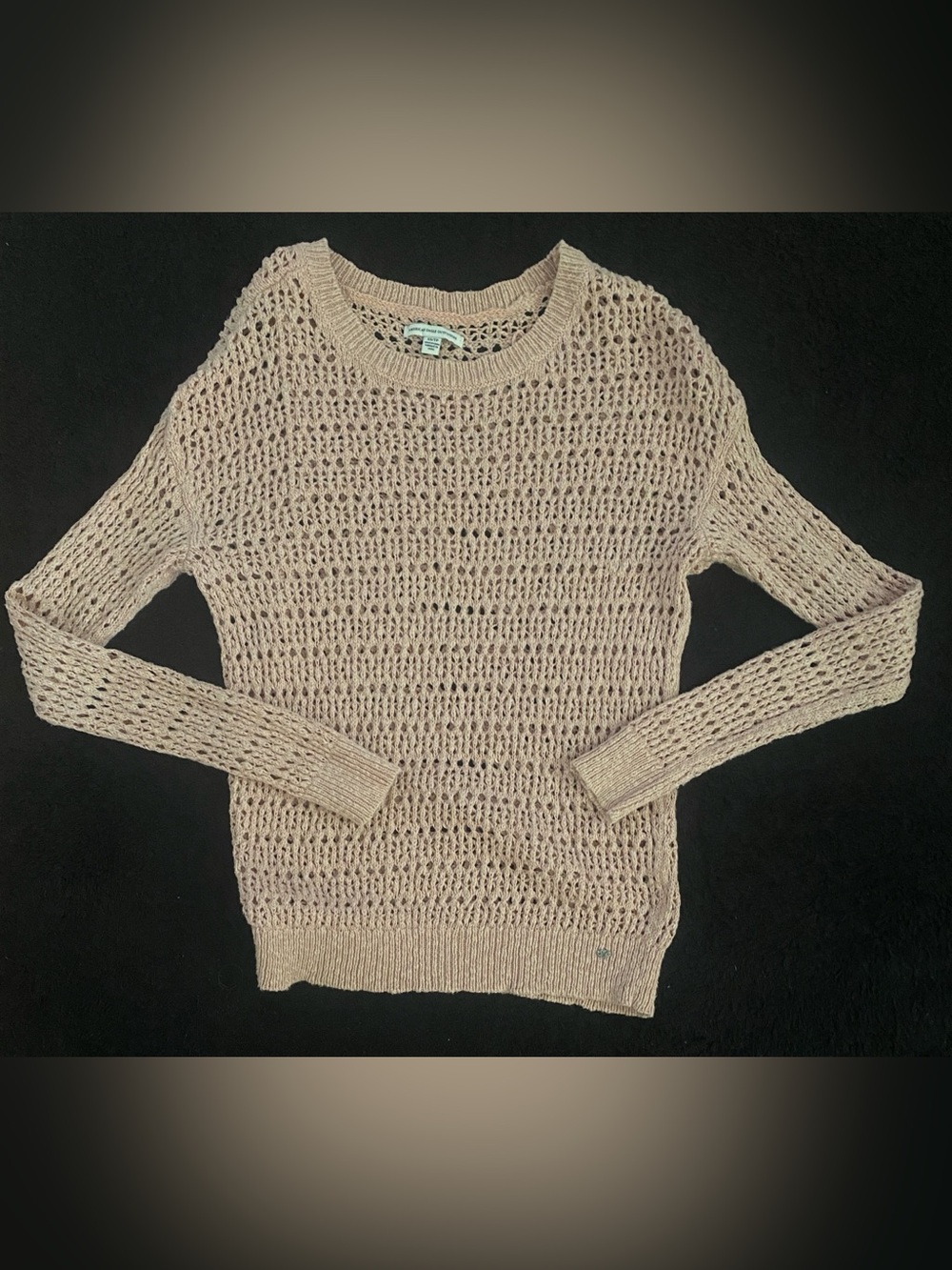 American Eagle Pale Pink Open-Knit Crewneck Sweater